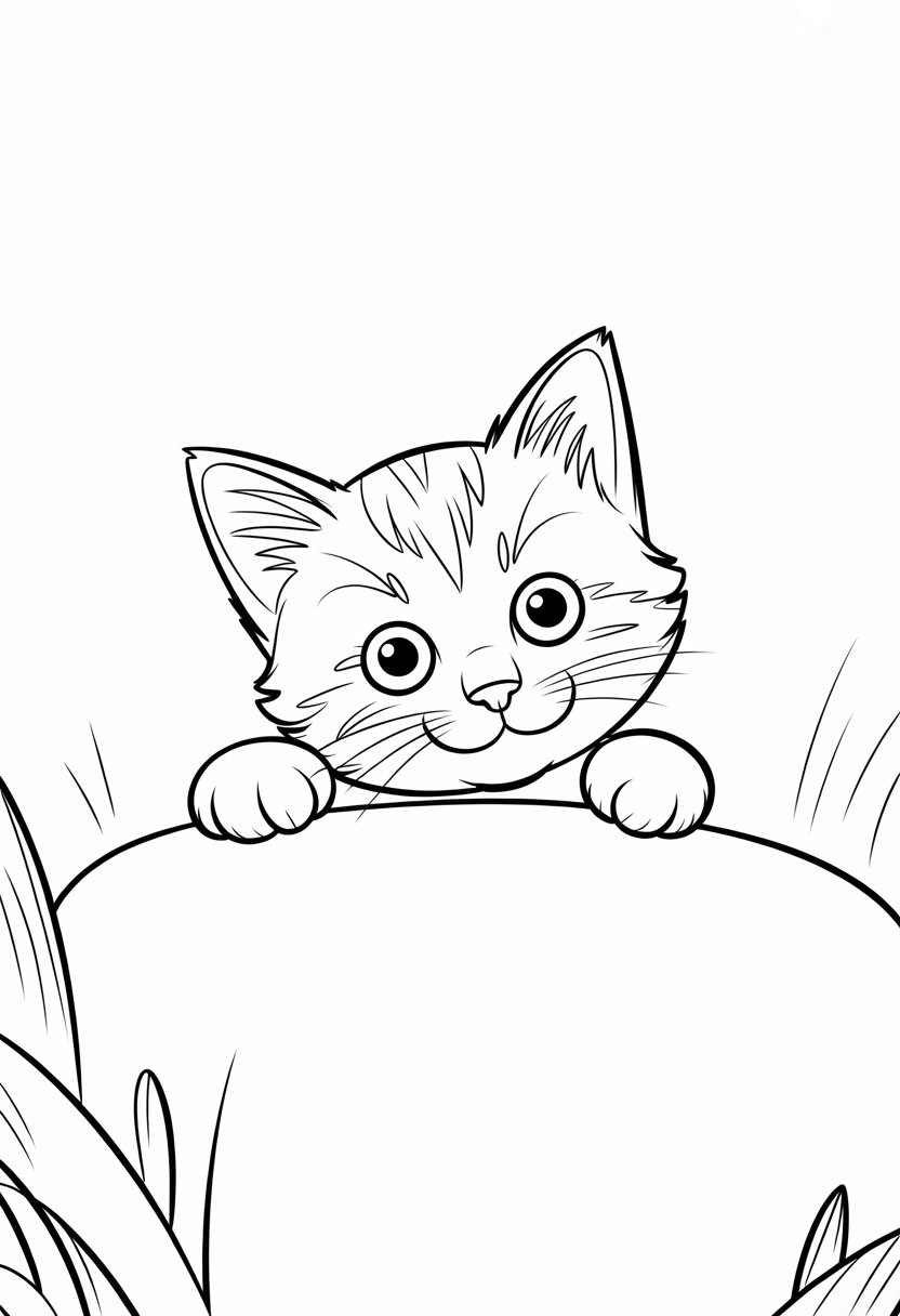 Printable Cute Cat Coloring Pages 20 Best Designs for All Ages 35 A cute cat peeking out with its head and front paws visible, looking curious.